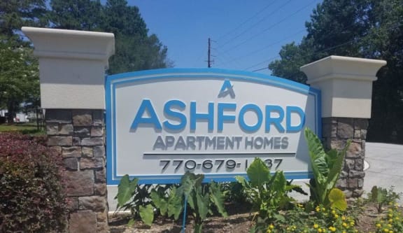 Ashford Brook Apartments, Conyers GA, community entrance monument sign