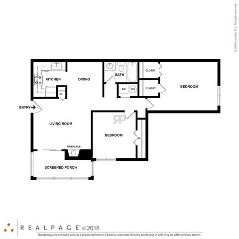 B2 2 Bedroom 1 Bath Floorplan B2 2 Bedroom 1 Bath Floorplanat Ashford Brook Apartments, Conyers, GA, 30094