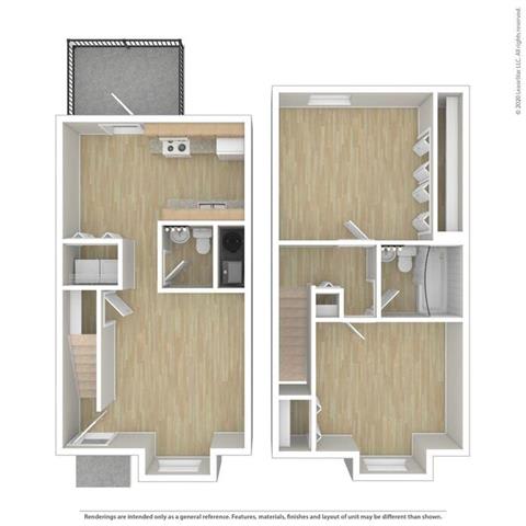 2 Bedroom 1.5 Bathroom Floorplan 2 Bedroom 1.5 Bathroom Floorplan at Brookfield Park Apartments, Conyers, GA, 30012