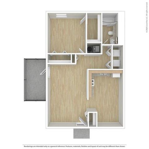 A2 1 Bedroom 1 Bathroom Floor Plan at Brookfield Park, Georgia, 30012