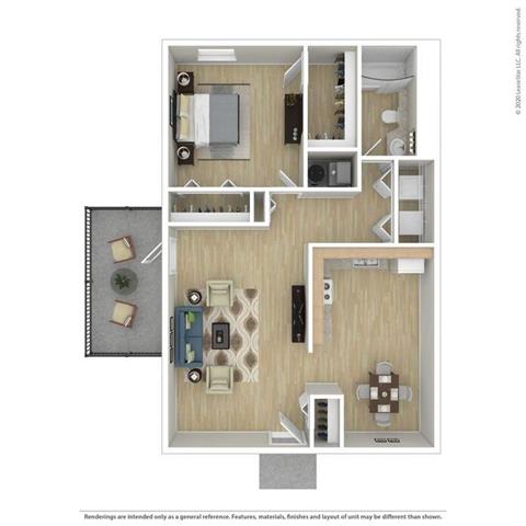 A2 1 Bed 1 Bath Floor Plan at Brookfield Park Apartments, Conyers, GA, 30012