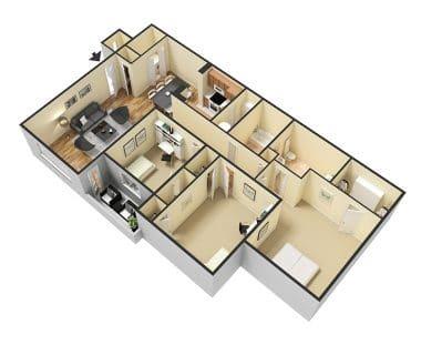 3 Bed 2 Bath Floor Plan at Retreat at Baywood, Georgia, 30260