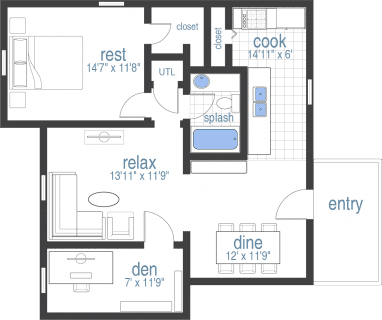 Floor Plan 1Bed 1Bath_Den Terrace