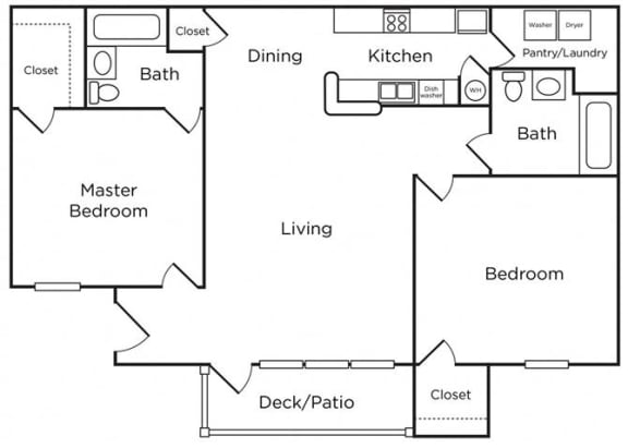  Floor Plan 2 Bed - 2 Bath