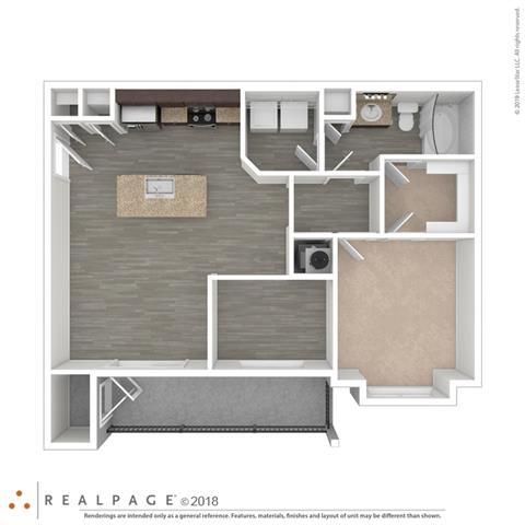 Barcelona 1 Bed 1 Bath Floor Plan Barcelona 1 Bed 1 Bath Floor Plan at Century Belmont Station, Louisville