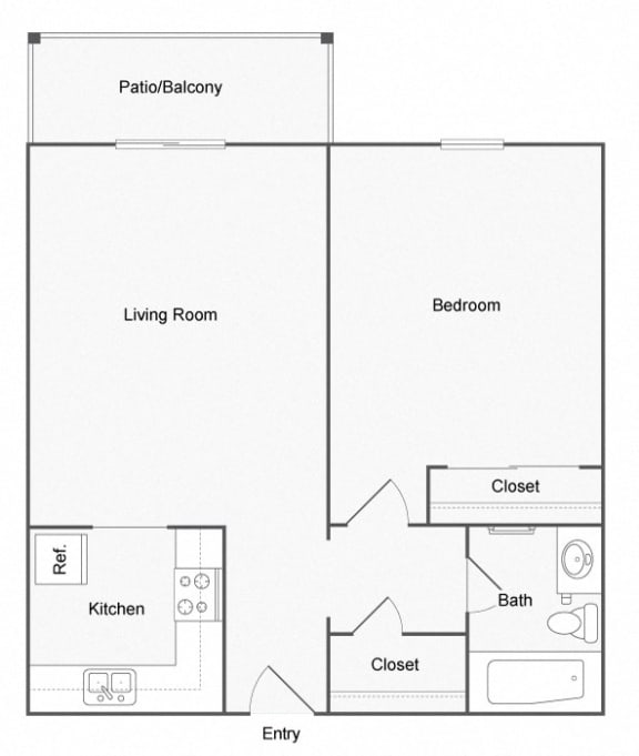 1 Bedroom A Floor Plan at Summit East Nashville, Nashville, 37217
