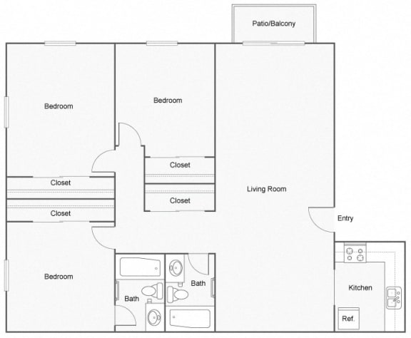 Floor Plan  3 Bedroom 2 Bath