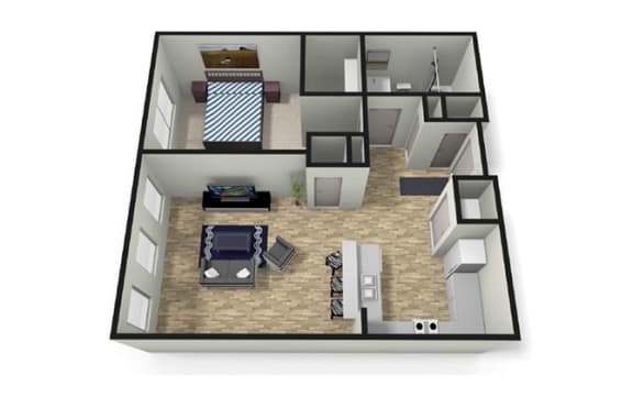 1 bed 1 bath floor plan A at Eleven 85 Apartments, Georgia, 30318