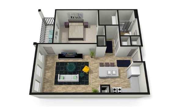 1 bed 1 bath floor plan B at Eleven 85 Apartments, Atlanta, GA, 30318
