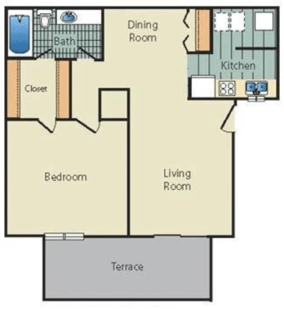 Floor Plan  at The Retreat @ Greenbriar Apartments by ICER, Atlanta, Georgia