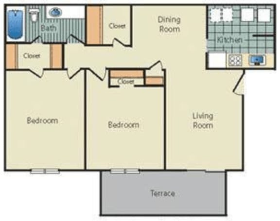 Floor Plan  at The Retreat @ Greenbriar Apartments by ICER, Georgia, 30331