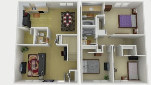 3 Bed 2 Bath Floor Plan 3 Bed 2 Bath Floor Plan at The Woods on Tara, Jonesboro