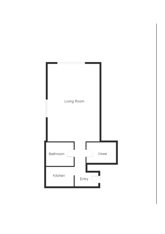 Studio 1 bath floor plan Aat Crest on Peachtree Apartments, Atlanta, Georgia