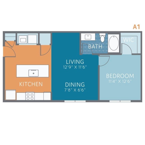 A1 Floor Plan at The PARQ at Chesterfield, Chesterfield, MO