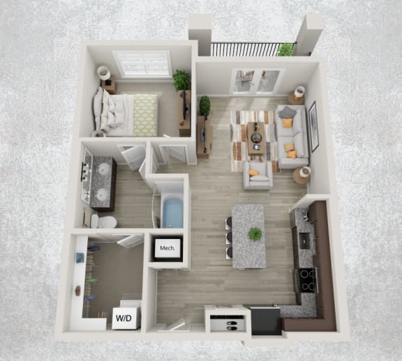 1 bedroom1 bathroom floor plan a at The Mill at New Holland, Gainesville, GA