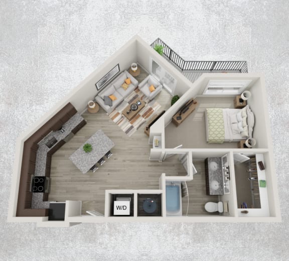 1 bedroom1 bathroom floor plan b at The Mill at New Holland, Gainesville, 30501