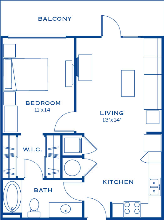 A1 1 bedroom 1 bathroom  Floor Plan at Maitland City Centre, Maitland, 32751