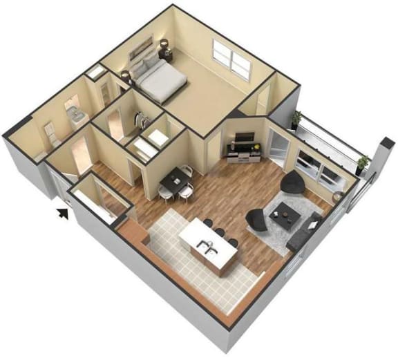 Demure Floor plan one bedroom one bathroom Merdian Park Collierville TN 38017