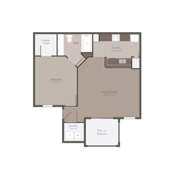 1 Bed 1 Bath Floor Planat Polos at Hudson Corners Apartments, South Carolina 29650