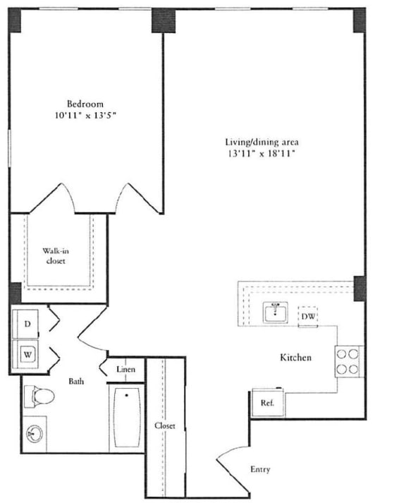 sumptous 1 bedroom apartment for rent in Cambridge MA Floor Plan