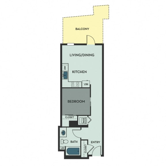 1 bedroom 1 bathroom floor plan A 1 bedroom 1 bathroom floor plan A at Centerra, California, 95110