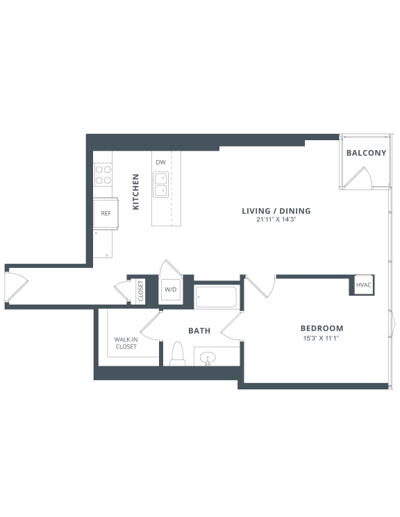  Floor Plan 1 Bed/1 Bath-A2