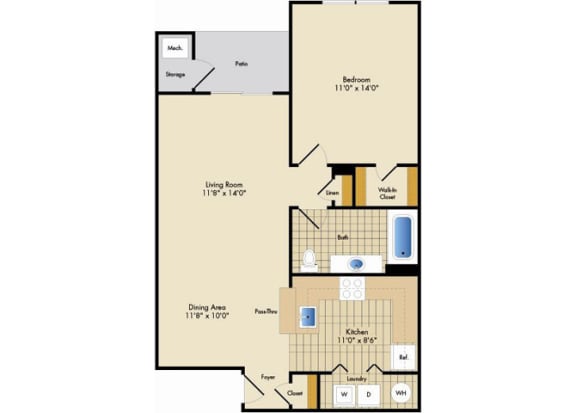 Floor Plan  One bedroom apartment in Cedar Knolls of Hanover