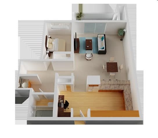 One Bed, One Bath Floorplan with 720 Sq. Ft. at Castlewood Apartments in Walnut Creek,CA