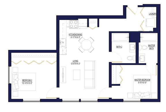 2 Bedroom E Floor Plan 2 Bedroom E Floor Plan at Noca Blu, Chicago, IL