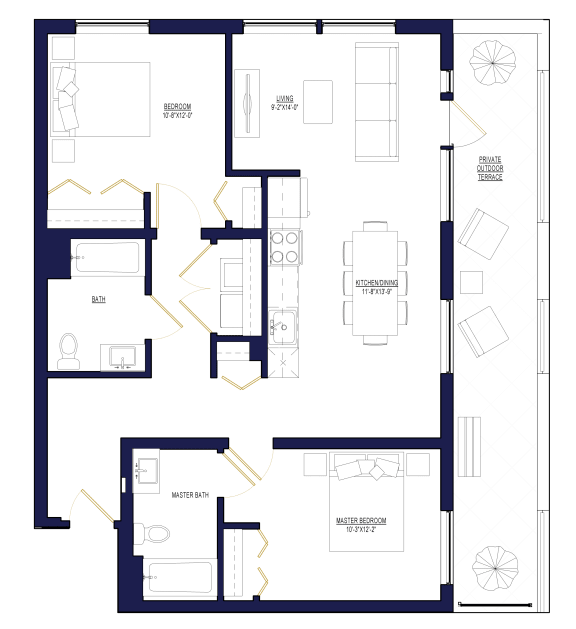 2 Bedroom I Floor Plan at Noca Blu, Chicago, IL