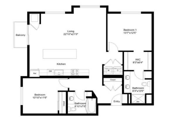 2C Floor Plan at The Westlyn, Minnesota, 55118