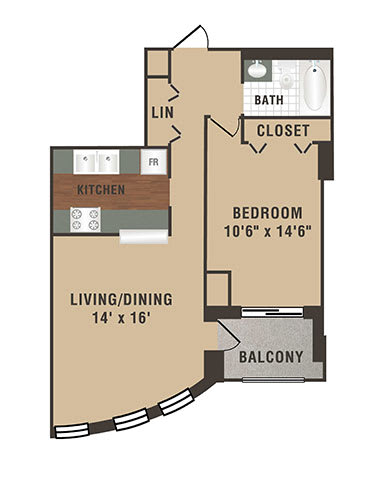 Windsor Floor Plan at Crescent Centre Apartments, Kentucky
