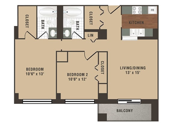 Floor Plan  Brandon Floor Plan at Crescent Centre Apartments, Kentucky, 40202