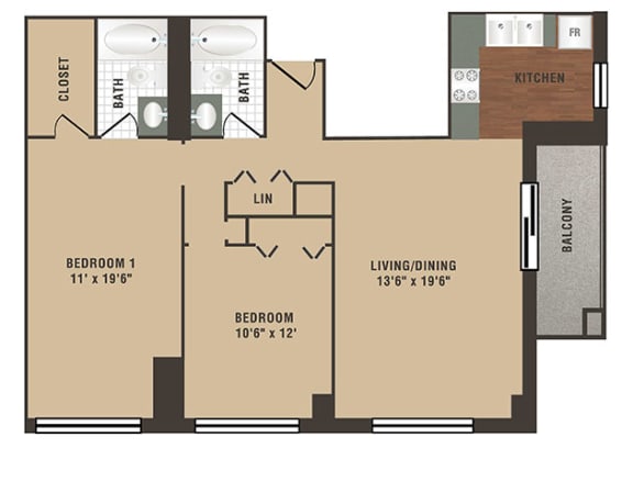 Floor Plan  Radcliff Floor Plan at Crescent Centre Apartments, Louisville, 40202