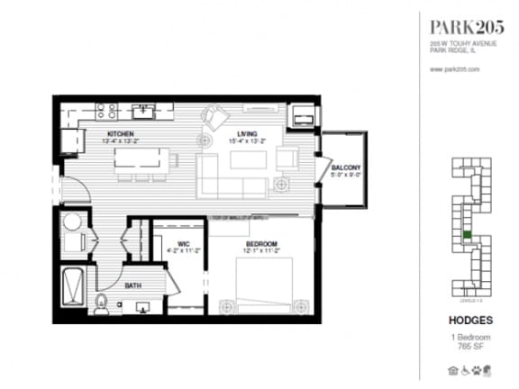 Hodges Floor Plan Hodges Floor Plan at Park 205, Park Ridge, 60068