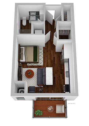 Floor Plan  a small apartment with a kitchen and living room