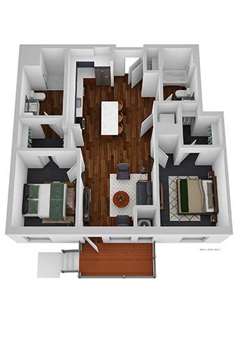 a floor plan of a house with a bedroom and a living room