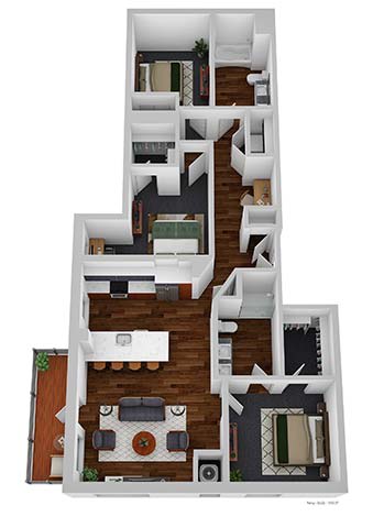 a floor plan of a house with a wooden floor