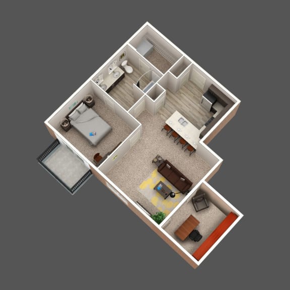 1 Bedroom 1 Bath Floor Plan at Mirada Apartments, Ohio, 43035