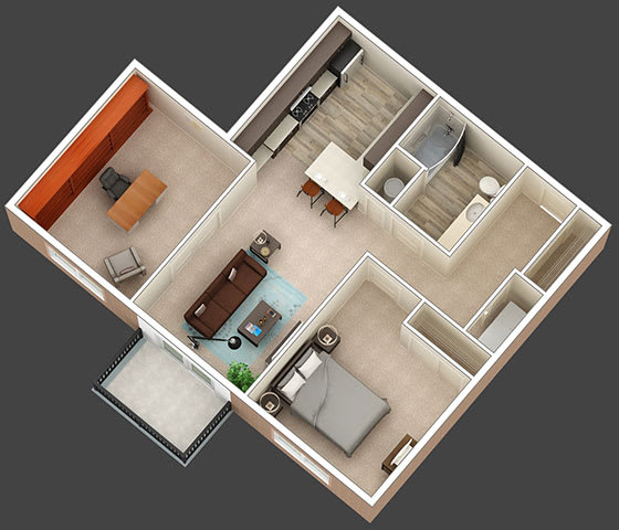 1 Bedroom 1 Bathroom A Floor Plan 1 Bedroom 1 Bathroom A Floor Plan at Mirada Apartments, Lewis Center, OH, 43035