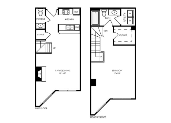 Floor Plan  T25 - 1 bed 1 bath - 958 sq ft - floorplan layout