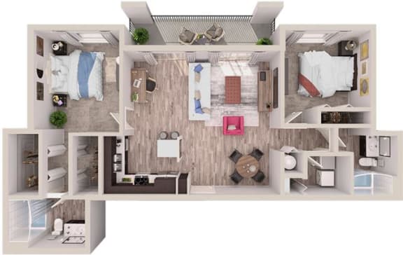 Floor Plan  2 bedroom 2 bathroomB10 Floor Plan at South of Atlantic Luxury Apartments, Delray Beach, 33483