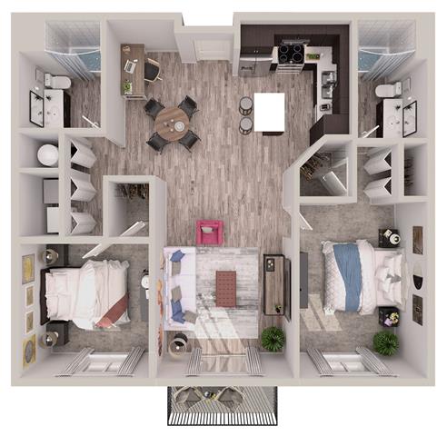 2 bedroom 2 bathroomB5 Floor Plan at South of Atlantic Luxury Apartments, Delray Beach