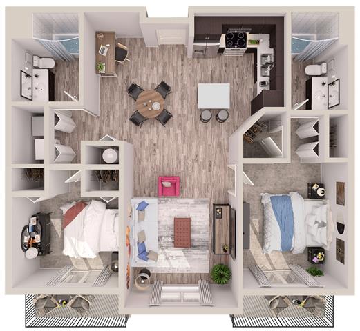 2 bedroom 2 bathroomB7 Floor Plan at South of Atlantic Luxury Apartments, Florida, 33483