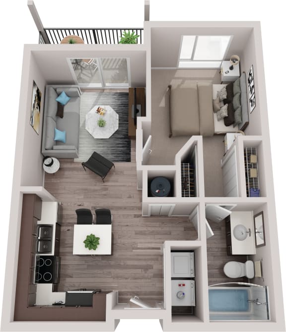 1 bedroom 1 bathroomA1a Floor Plan at South of Atlantic Luxury Apartments, Florida
