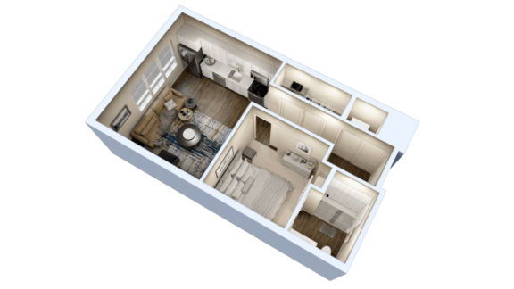 1 bedroom 1 bath floor plan 585 sq.ft. at Essex, Columbus, 43212