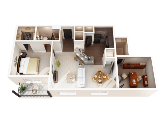 1 bed 1 bath floor plan at Taylor House Apartments, Columbus, OH