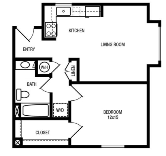 Floor Plan  1 Bedroom, 1 Bathroom