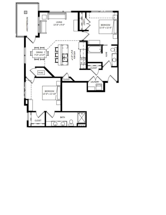 Floor Plan  2 Bedroom C1 SIM