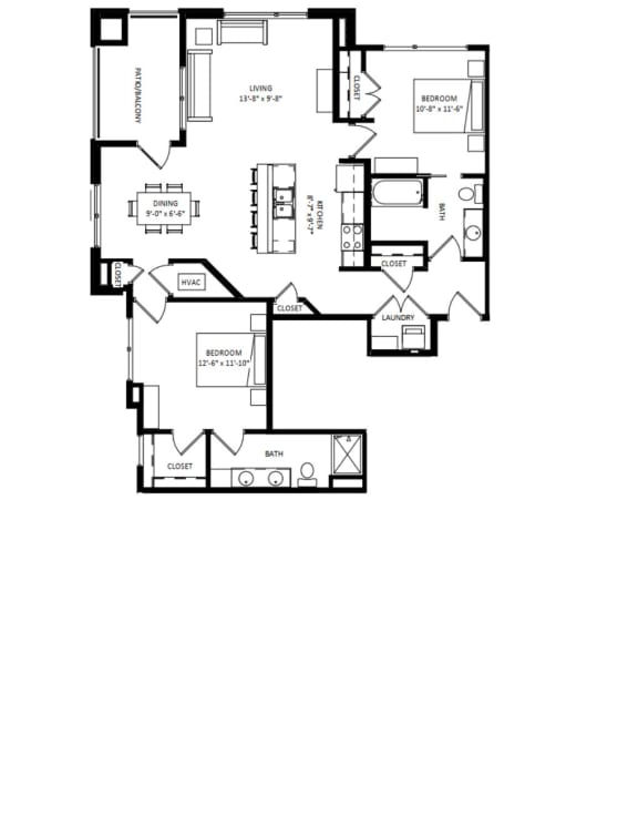 Floor Plan  2 Bedroom C1
